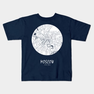 Moscow, Russia City Map - Full Moon Kids T-Shirt